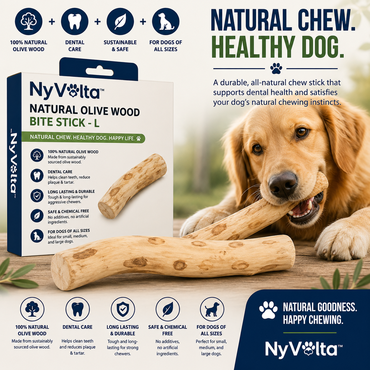 Nyvolta™ Natural Olive Wood Chew Stick